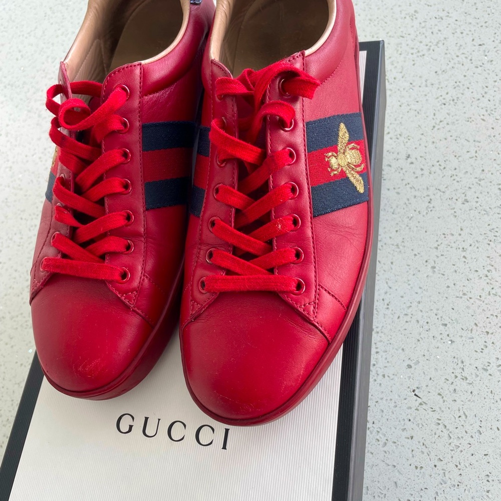 Used Gucci Red Bee Sneakers